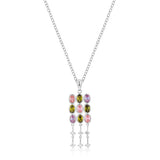 Avera Oval Cubic Zirconia Crest Pendant Necklace in Silver