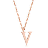 Elaina Stainless Steel V Initial Necklace