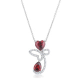 Clarise 3.2ct Garnet CZ Abstract Heart Drop Necklace