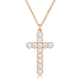 Micro Beaded Plated CZ Cross Pendant