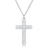 Micro Beaded Plated CZ Cross Pendant