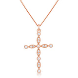 Delicate Vintage Plated CZ Cross Pendant