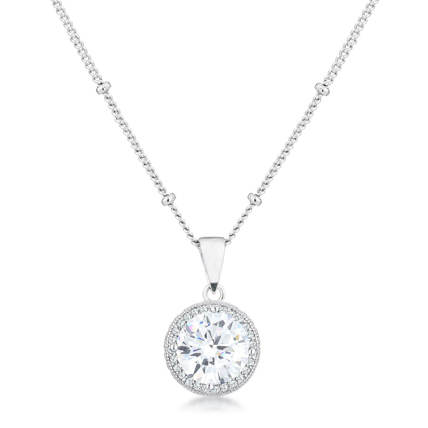 3Ct CZ Round Halo Satellite Pendant