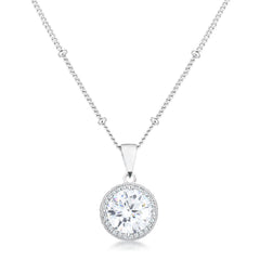 3Ct CZ Round Halo Satellite Pendant