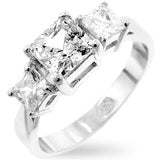 Avera Princess Cut Triplet Anniversary Ring in Sterling Silver