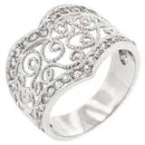 Cubic Zirconia Filigree Hearts Ring