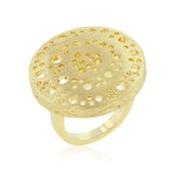 Avera Textu Saucer Ring in Polished Gold Finish