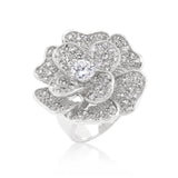 Large Flower Cubic Zirconia Cocktail Ring