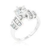 Tape Baguette Cubic Zirconia Engagement Ring