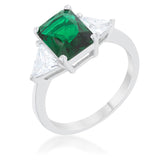 Classic Emerald Sterling Silver Engagement Ring