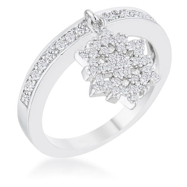 Snowflake 0.35ct CZ Simple Holiday Charm Band Ring