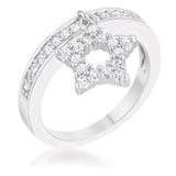 Star 0.25ct CZ Simple Holiday Charm Band Ring