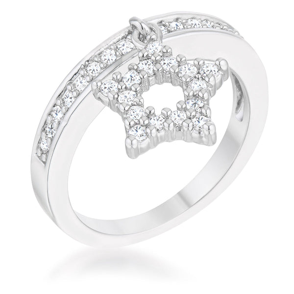 Star 0.25ct CZ Simple Holiday Charm Band Ring