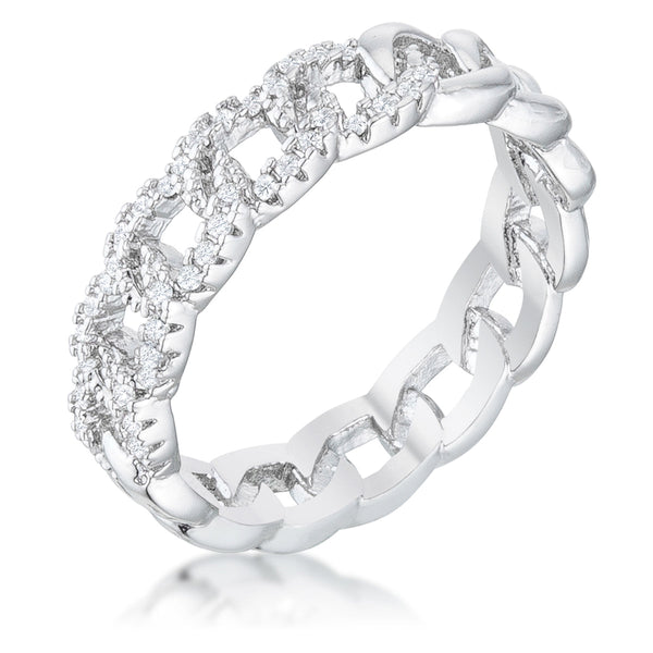 Interlocking Chain Design Ring with CZ