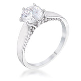 1.56Ct Contemporary Plated CZ Solitaire Ring
