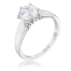 1.56Ct Contemporary Plated CZ Solitaire Ring