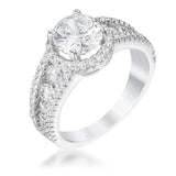 2.1Ct Plated Solitaire Engagement Halo Ring