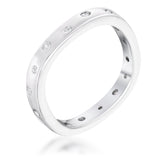 .23Ct Plated Cz Speckled Square Shaped Stackable Band