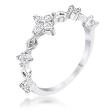 .24Ct Plated CZ Mini Floral Half Eternity Stackable Band