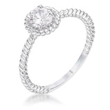 .45Ct Plated Mini Twisted Rope CZ Solitaire Ring