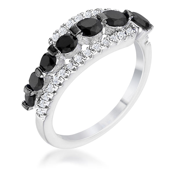 1.06Ct & Hematite Plated Graduated & CZ Half Eternity Ring