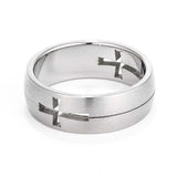 Men's 7MM Laser Cut Cross Stainless Steel Band