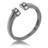 Hematite Petite CZ Open Cuff Ring