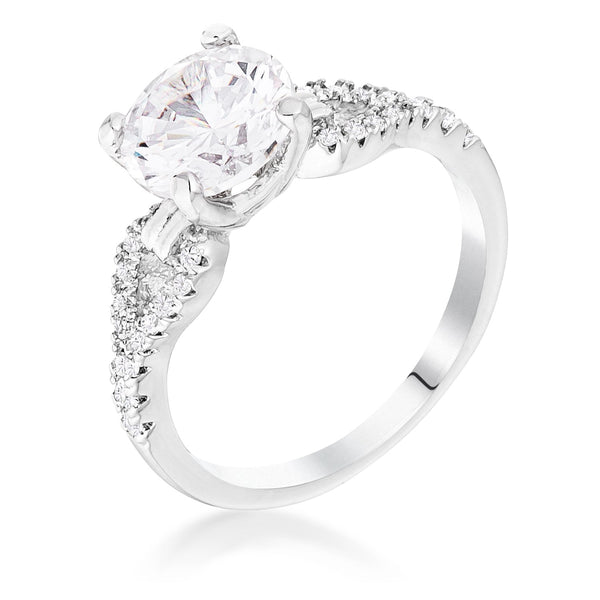 2.11Ct Round Cut CZ Petite Ribbon Engagement Ring