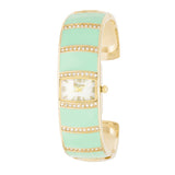 Avera Cuff Watch With Crystals In Turquoise And Aqua