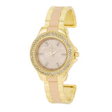 Avera Metal Cuff Watch With Crystals - Elegant Gold Timepiece