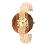 Brenna Wood Inspi Leather Cuff Watch